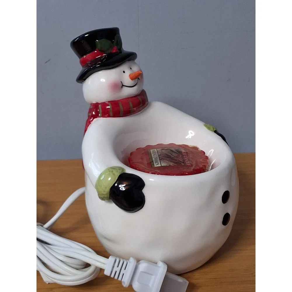 Yankee Candle Electric Snowman Wax Melt Warmer Ceramic Christmas Holiday Works!